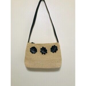 Villager Crossbody Woven Bag with Flower Accents